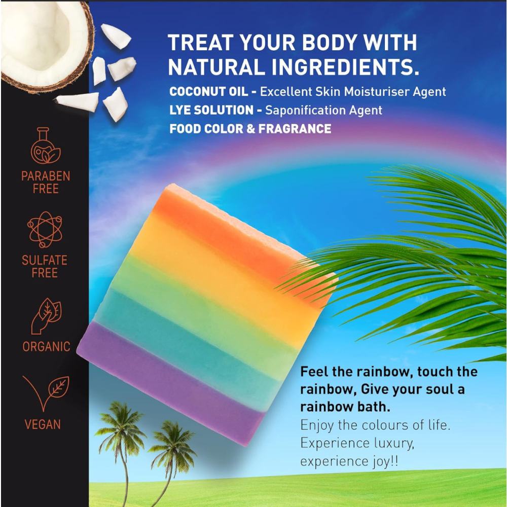 JASGUN Rainbow Designer Cold Processed Soap, 100% Natural, Hand Crafted Soap 120 gm Each Pack of 2 